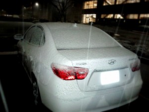 My car was frozen! And you can see the snow shower!
